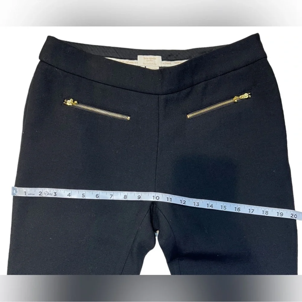 Kate Spade New York Wool blend Crop Black Pants Gold Zippers Sz 6